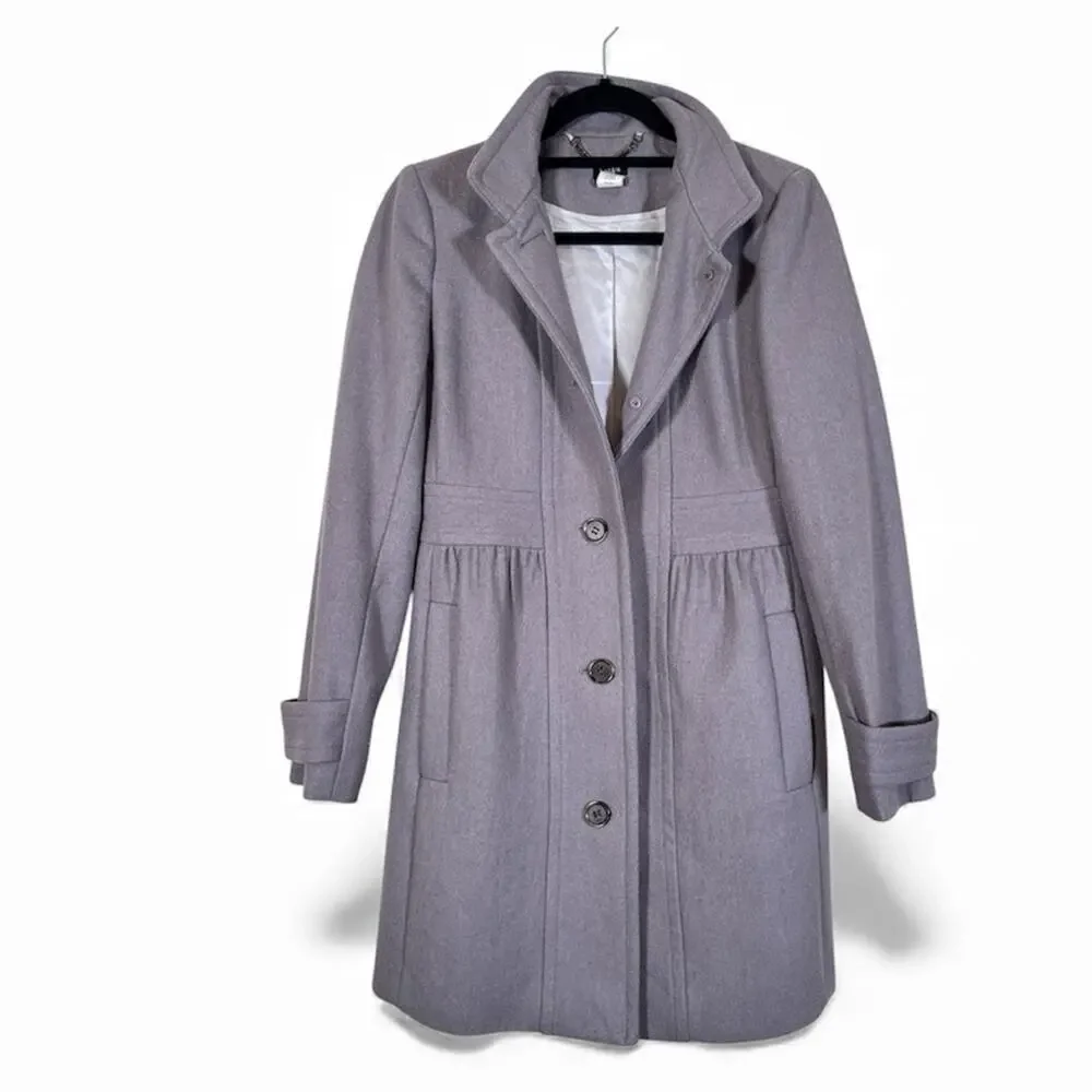 J Crew Grey Wool Lady Day Pea Coat Womens 4 Preppy Button Down Warm Winter - Picture 1 of 13